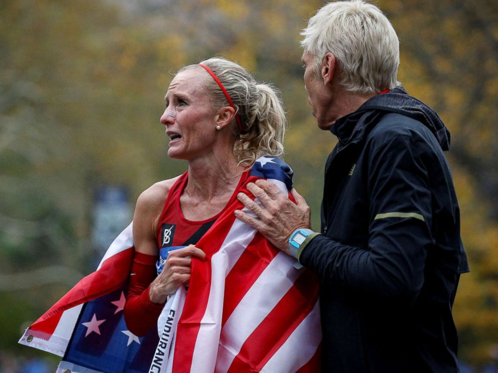 PHOTO: Shalane Flanagan of the U.S. wins the womens race of the New York City Marathon in New York, Nov. 5, 2017.