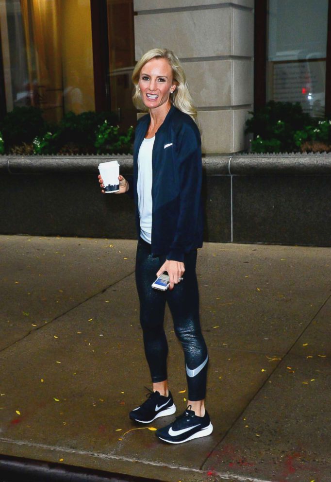 PHOTO: Shalane Flanagan is seen outside "Live With Kelly," Nov. 6, 2017, in New York City. 