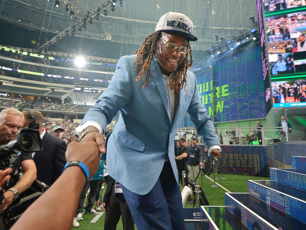 PHOTO: The Seattle Seahawks selected UCF linebacker Shaquem Griffin in the fifth round, 141st overall, during the final day of the 2018 NFL Draft at AT&T Stadium in Arlington, Texas, April 28, 2018.
