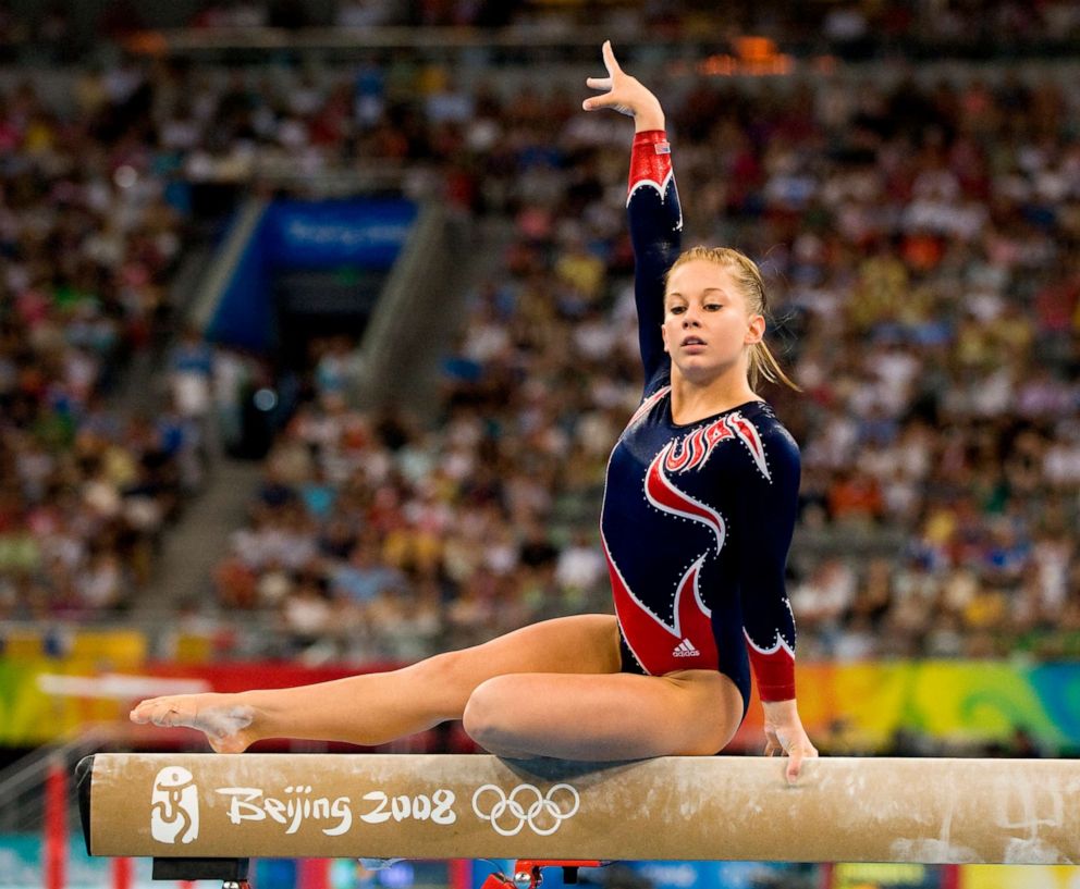 PHOTO: Shawn Johnson of the United States performs her gold-medal winning routine on the balance beam in individual apparatus finals on August 19, 2008, during the the XXIX Olympiad in Beijing.