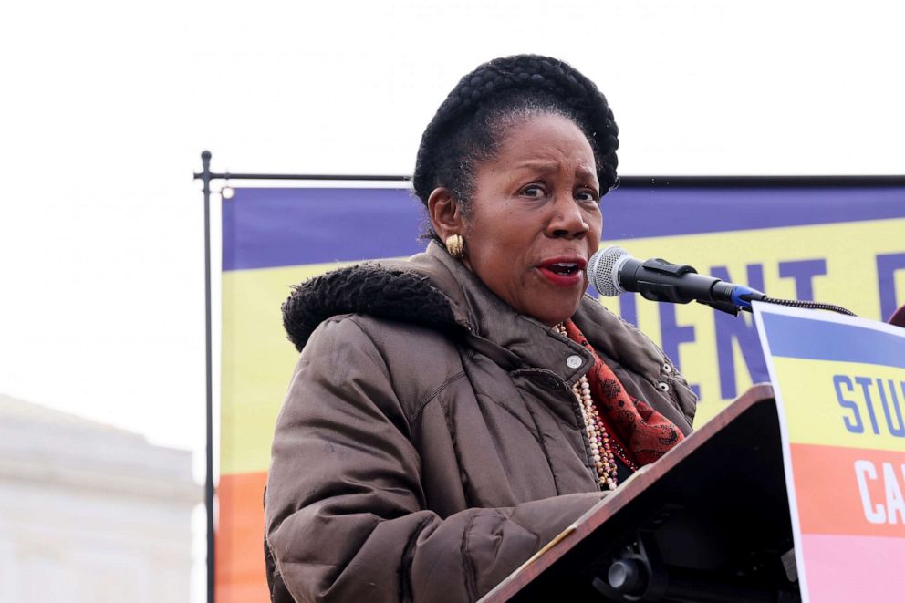 PHOTO: Rep. Sheila Jackson Lee speaks during a rally in Washington, D.C., Feb. 28, 2023.