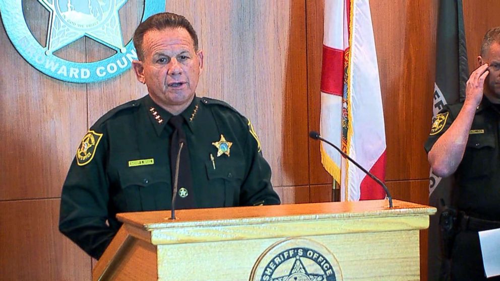 PHOTO: Broward County Sheriff Scott Israel speaks to the press about the mass shooting in Parkland, Fla., Feb. 22, 2018.