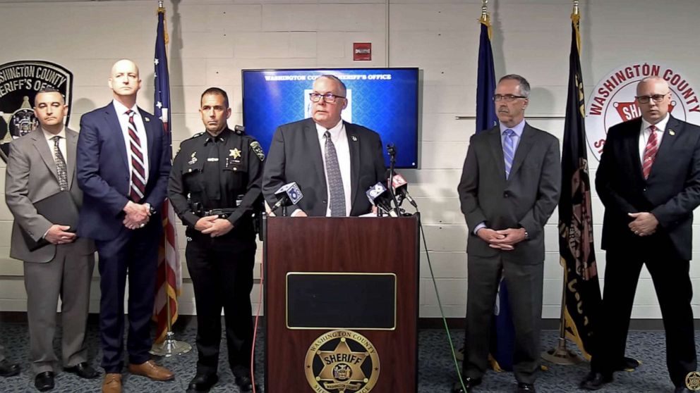 PHOTO: Washington County Sheriff Jeffrey Murphy speaks at a press conference in Fort Edward, New York, on April 17, 2023.