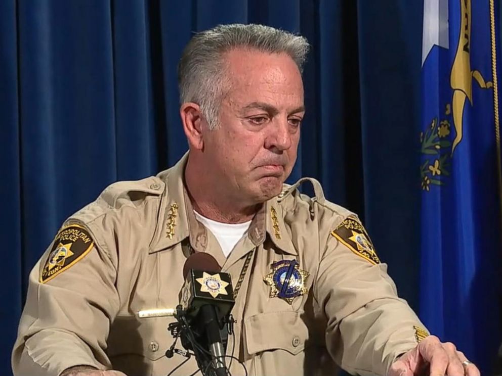 PHOTO: Clark Count Sheriff Joe Lombardo broke down in tears during a press conference Friday while praising some of his deputies for their response to the mass shooting on Oct. 1.