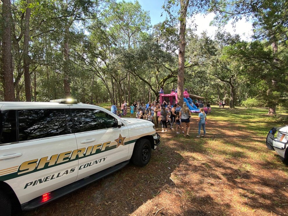PHOTO: Deputies from the Pinellas County Sheriff's Office attended a young girl's birthday party at John Chestnut Park on Sunday.