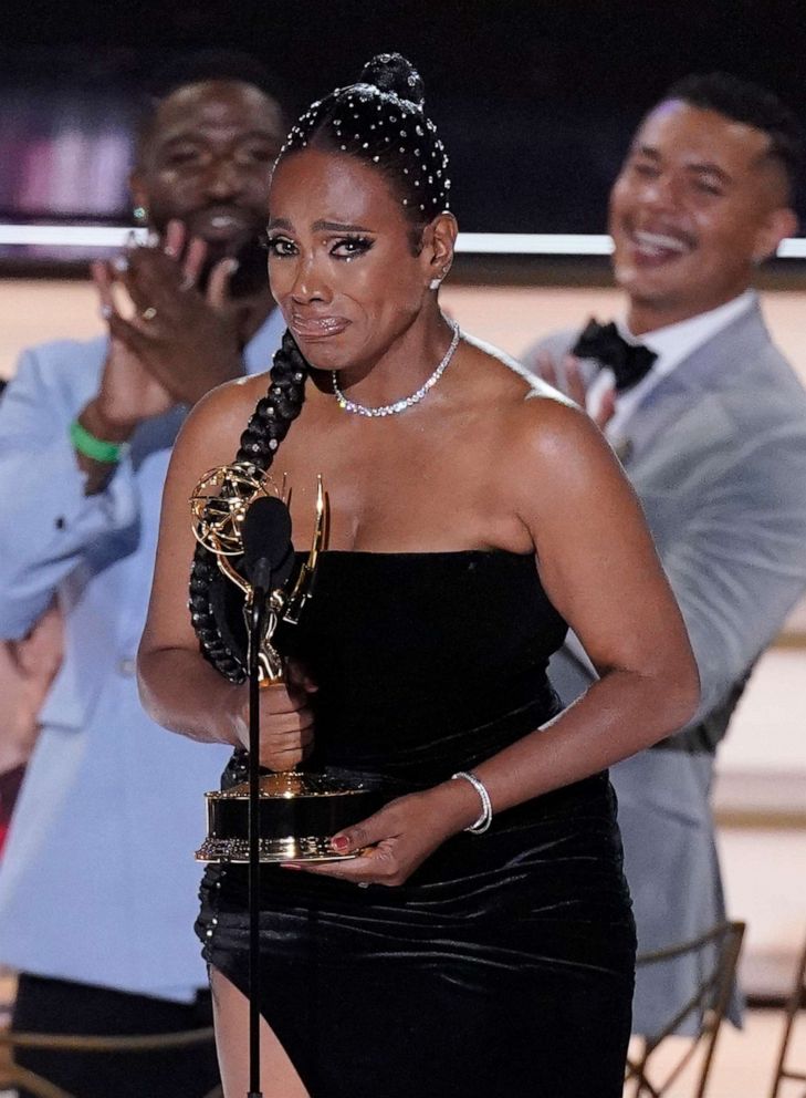 PHOTO: Sheryl Lee Ralph accepts the Emmy for outstanding supporting actress in a comedy series for "Abbott Elementary" at the 74th Primetime Emmy Awards on Sept. 12, 2022, at the Microsoft Theater in Los Angeles.