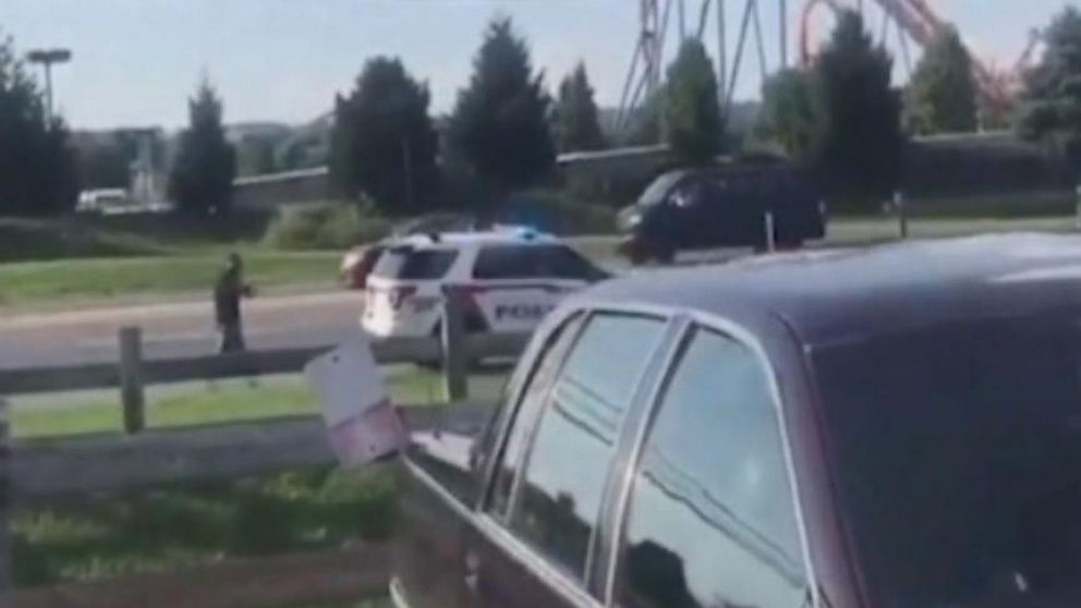 PHOTO: A screen grab from a video shows police shooting a man on a road in Pennsylvania.