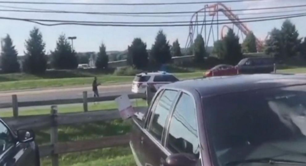 PHOTO: A screen grab from a video shows police shooting a man on a road in Pennsylvania.