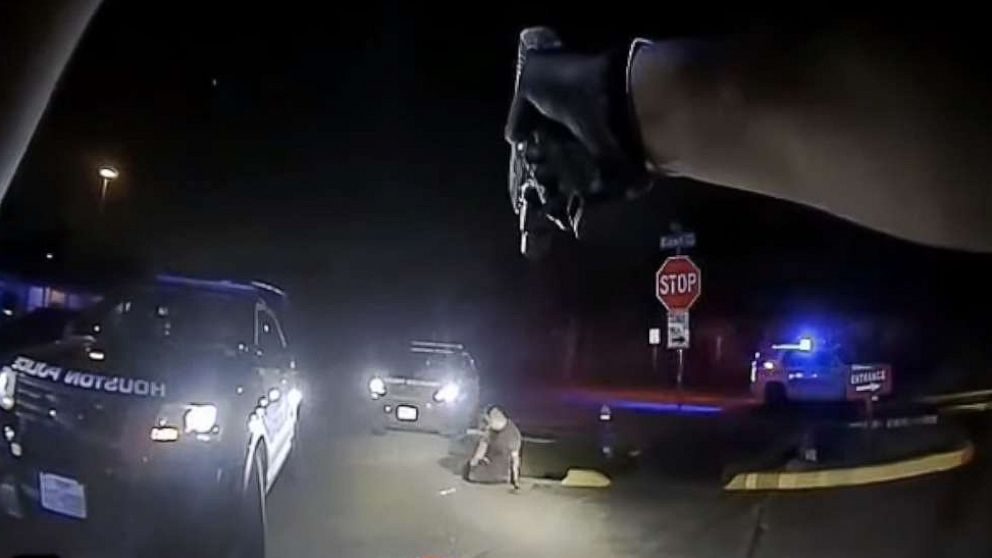 PHOTO: Nicolas Chavez, seen in body-camera footage provided by the Houston Police Department of the shooting incident on April 21, 2020. The department highlighted a stun gun that Chavez could later be seen grabbing.