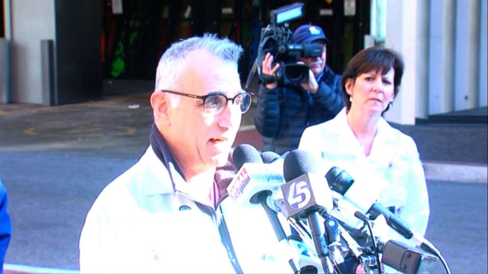 PHOTO: Dr. Thomas Scalea of the University of Maryland Medical Center speaks to reporters about a shooting of a hospital employee on Feb. 4, 2019.