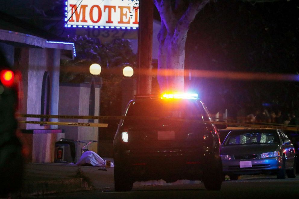 PHOTO: Investigators at a scene after a shooting on June 14, 2022 in El Monte, Calif.