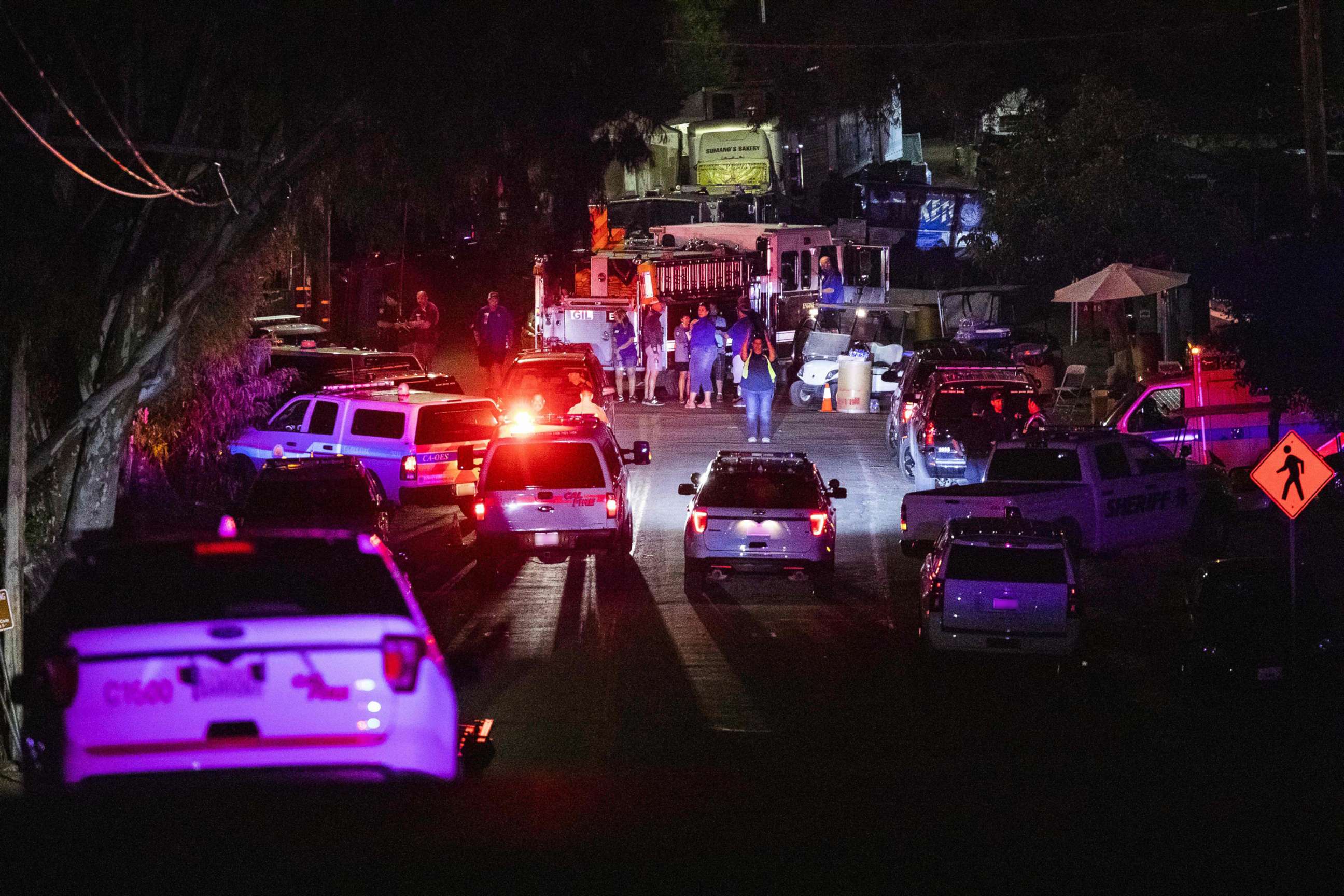 PHOTO: Police vehicles arrive on the scene of the investigation following a deadly shooting at the Gilroy Garlic Festival in Gilroy, 80 miles south of San Francisco, Calif., July 28, 2019.