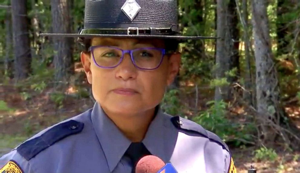 PHOTO: Virginia State Police Sgt. Michelle Anaya provides details to the media about an altercation involving police that left a suspect and police canine dead.