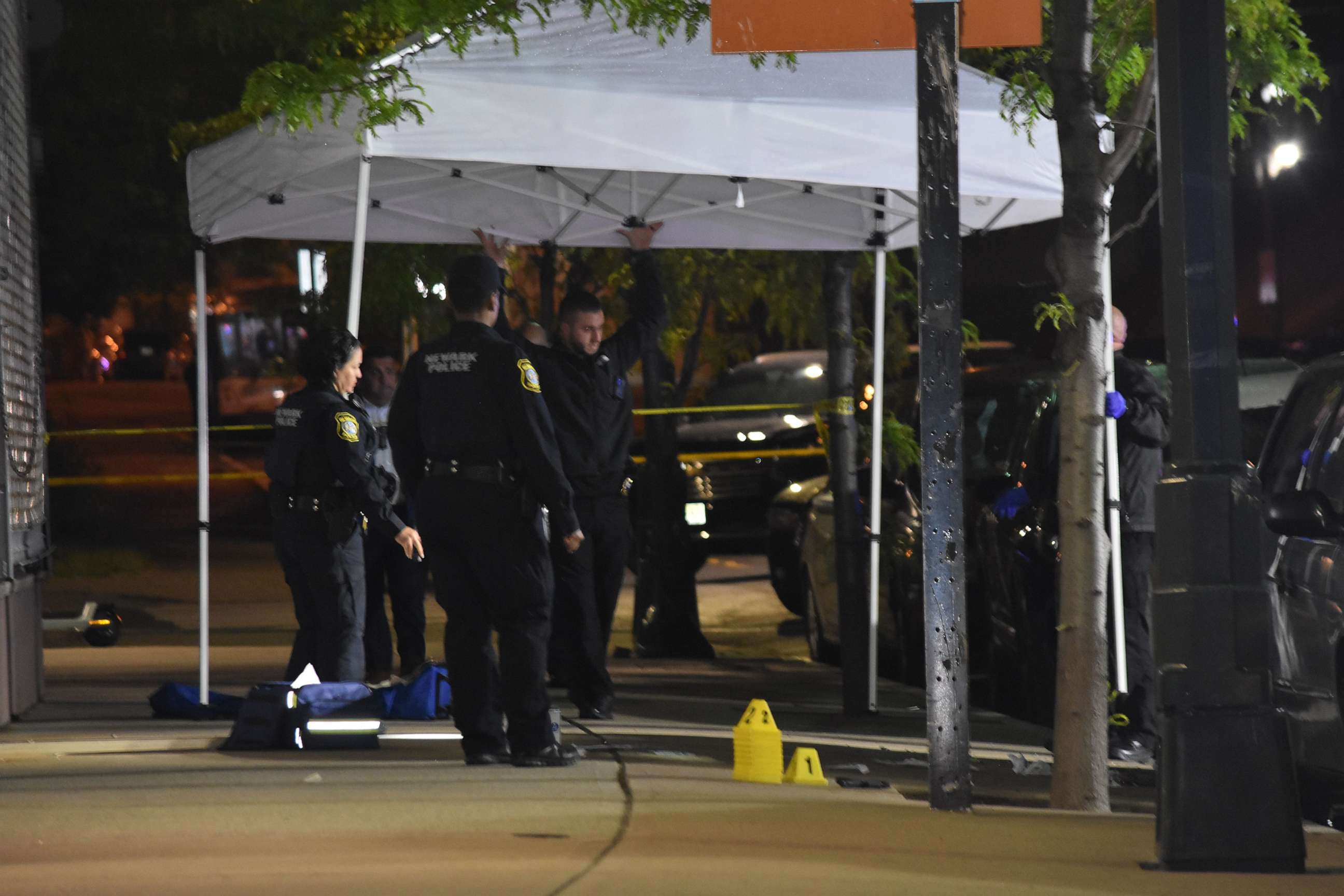 PHOTO: Police Officers at the scene of a shooting in Newark, N.J., on May 3, 2023.