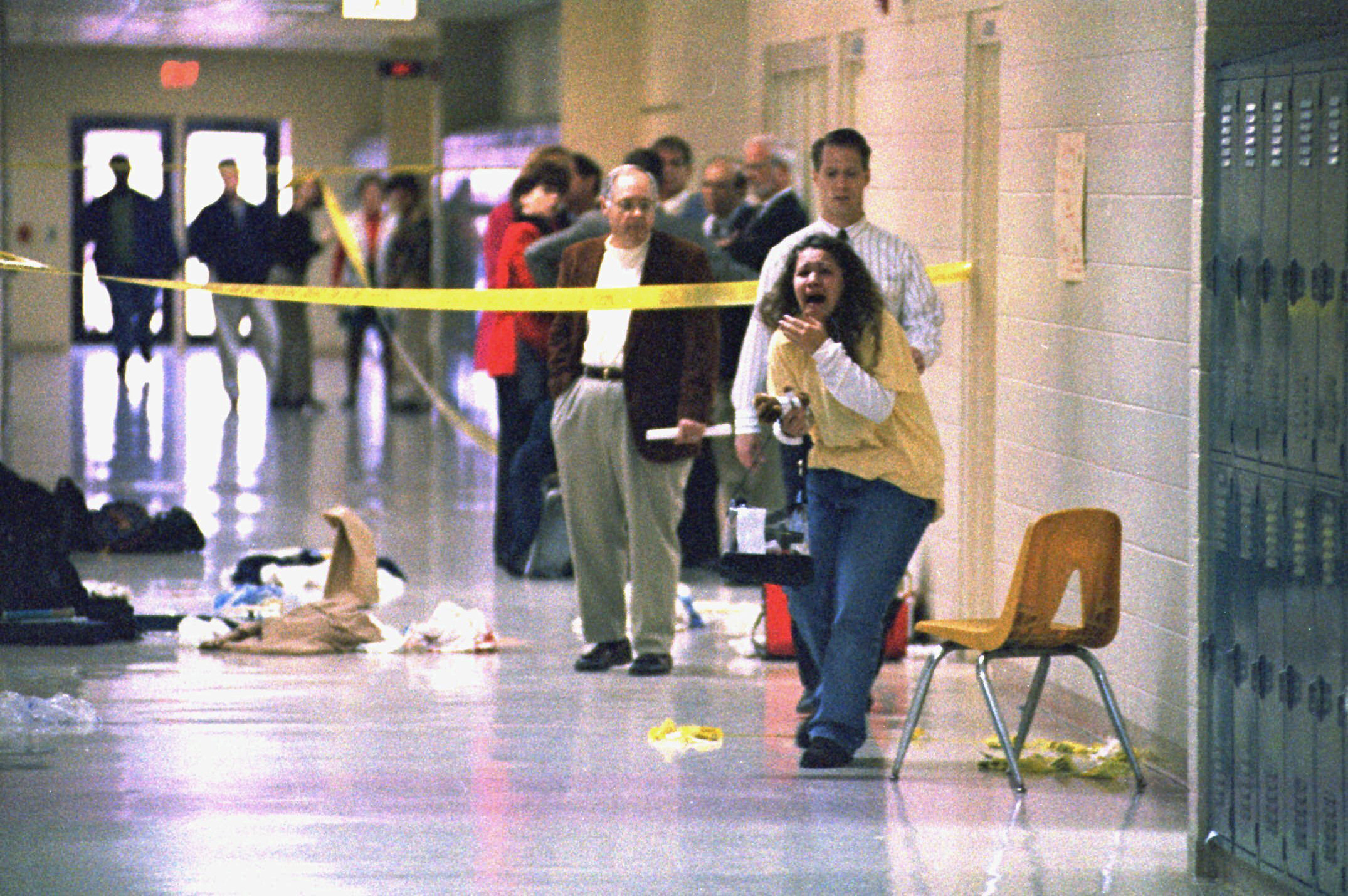 PHOTO: In this Dec. 1, 1997 file photo a Heath High School student screams at seeing the scene of a shooting at the school in Paducah, Ky.