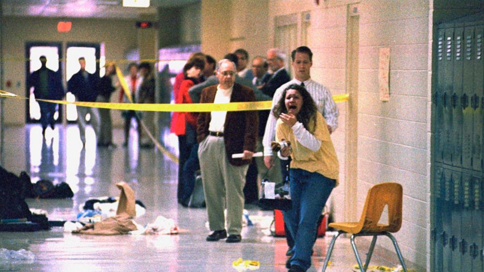 PHOTO: In this Dec. 1, 1997 file photo a Heath High School student screams at seeing the scene of a shooting at the school in Paducah, Ky.