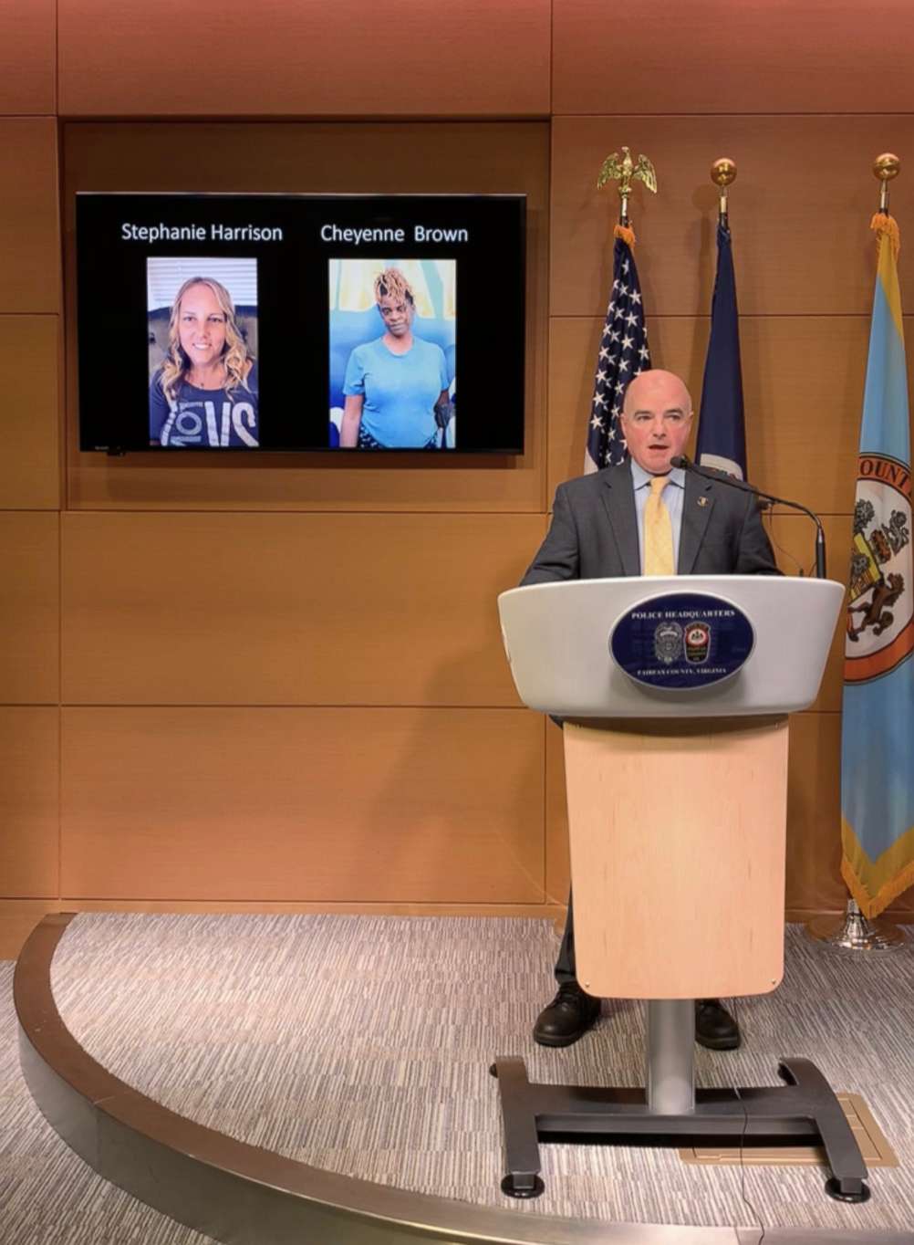 PHOTO: Fairfax County police officials said two alleged victims of the so-called shopping cart killer have been positively identified during a press conference in Fairfax, Va., Jan. 8, 2022.