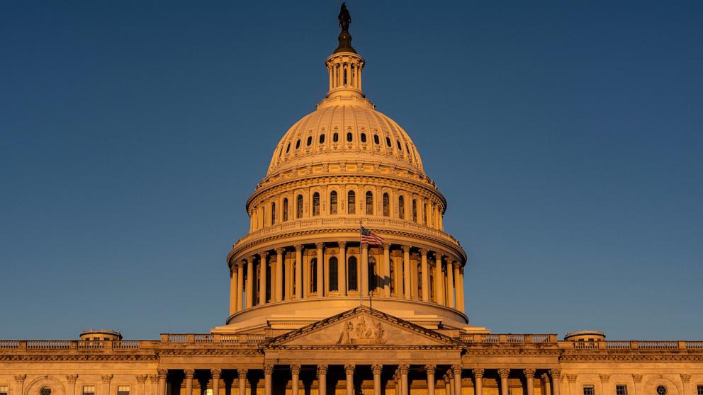 PHOTO: The Capitol is illuminated at dawn in Washington, Oct. 6, 2025.