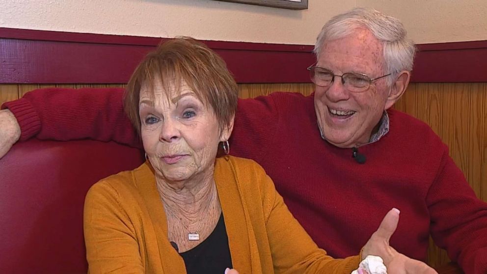 PHOTO: Connie Rusk sits with her brother, Dennis Blackstone, when the two were reunited after 70 years of separation in Dallas, Texas.