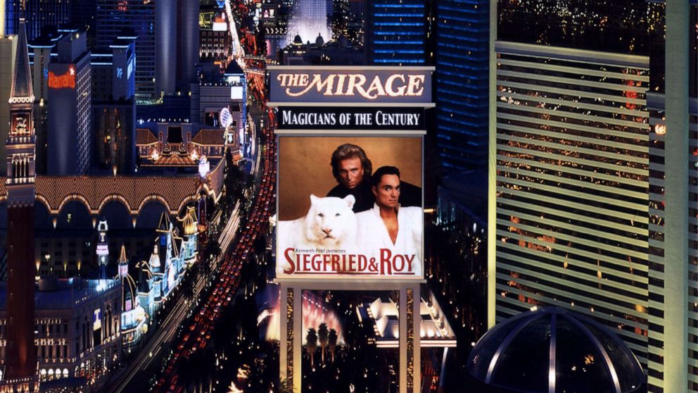 PHOTO: A photo of Siegfried & Roy overlooks the Las Vegas strip in this undated photo taken in Las Vegas, Nevada.