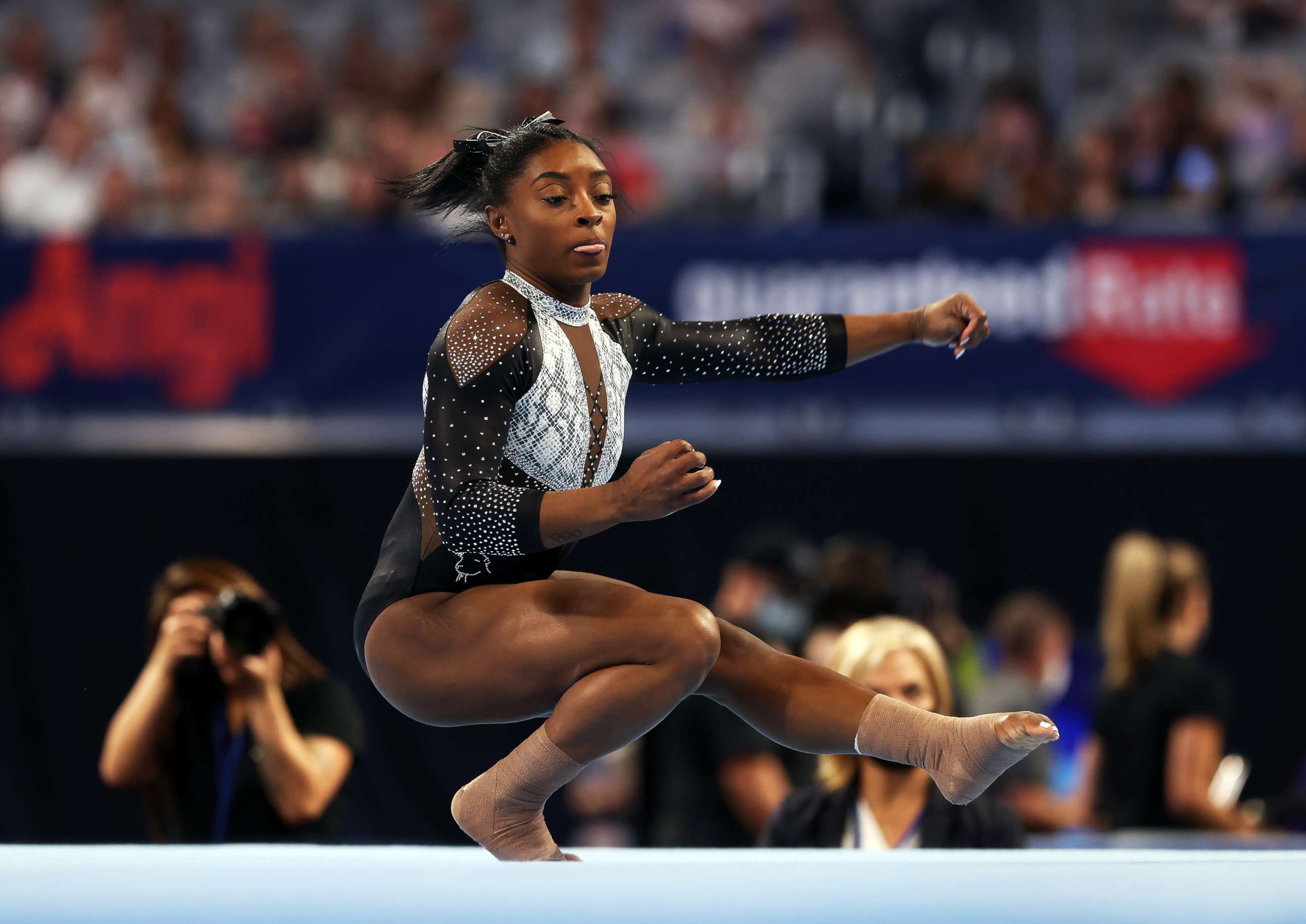 PHOTO: Simone Biles competes in the floor exercise during the Senior Women's competition of the U.S. Gymnastics Championships at Dickies Arena, June 6, 2021, in Fort Worth, Texas.