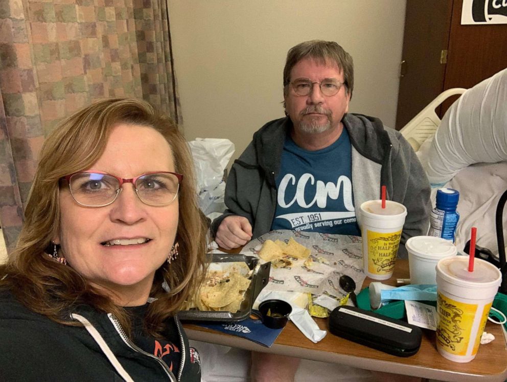 PHOTO: Curtis Sims is pictured with his wife, Suzanne Sims, as he recovers at the hospital.