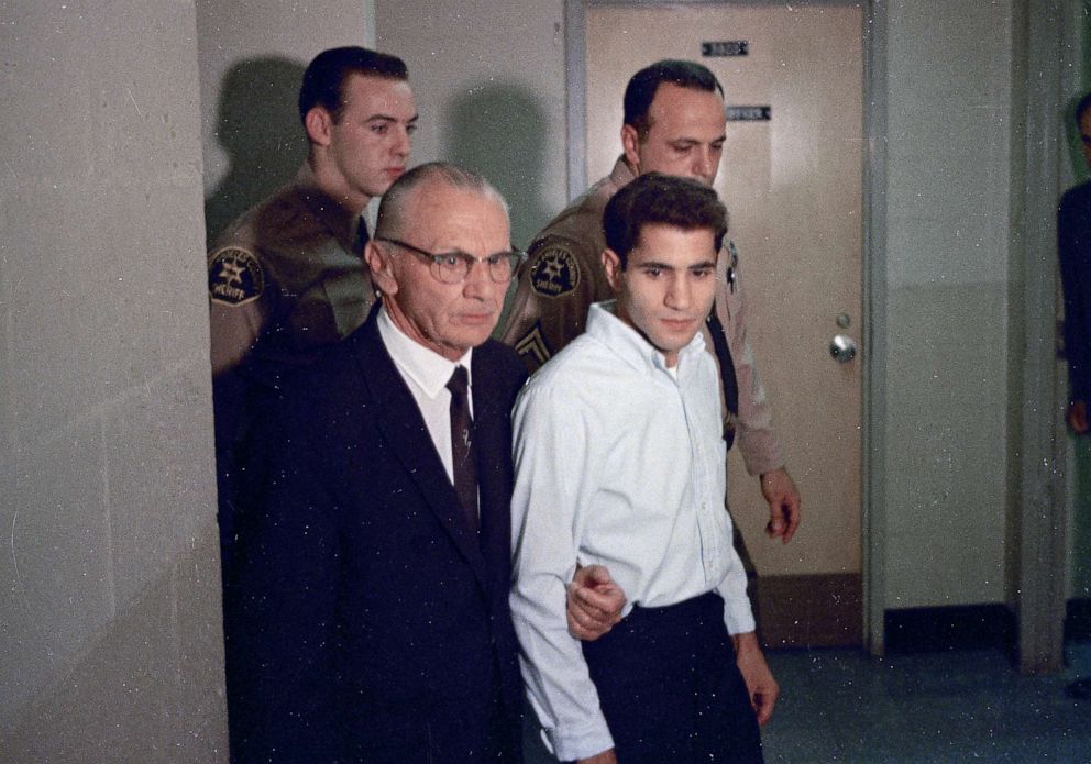 PHOTO: Sirhan Sirhan, right, accused assassin of Sen. Robert F. Kennedy with his attorney Russell E. Parsons in Los Angeles, June 1968.