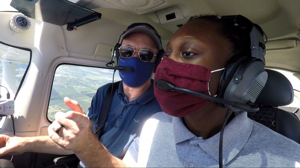 PHOTO:  "With this program, I can actually turn this passion into something," Ruth Gebremariam said. Sisters of the Skies' mission is to "develop pathways and partnerships to increase the number of black women in the professional pilot career field."