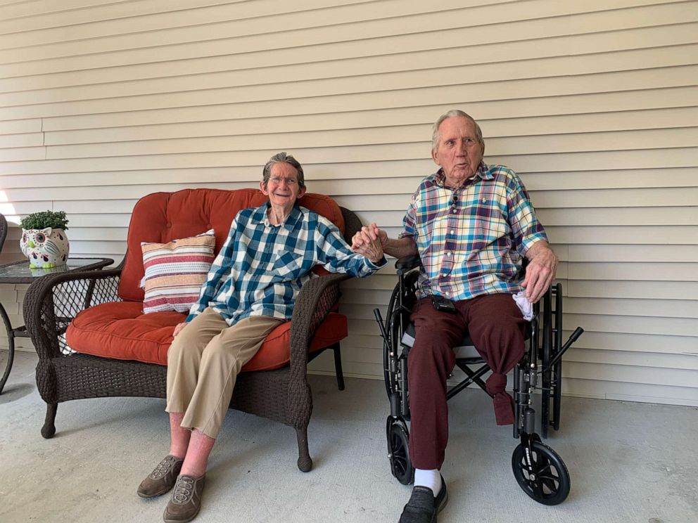 PHOTO: Joseph and Eve Loreth reunited Thursday after being separated for 215 days due to COVID-19. The two have been married for 60 years.