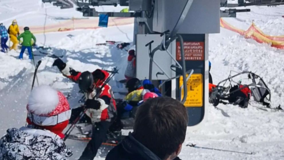 PHOTO: Malfunctioning equipment at Gudauri Ski Resort located on the south-facing plateau of The Greater Caucasus Mountain Range in Georgia, resulted in 11 injuries, March 16, 2018.