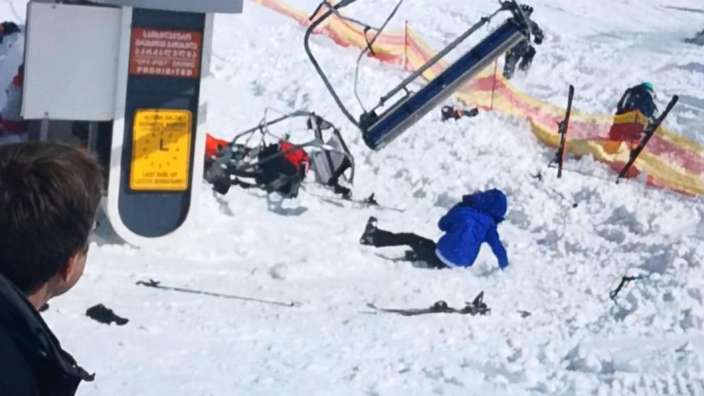 PHOTO: Malfunctioning equipment at Gudauri Ski Resort located on the south-facing plateau of The Greater Caucasus Mountain Range in Georgia, resulted in 11 injuries, March 16, 2018.