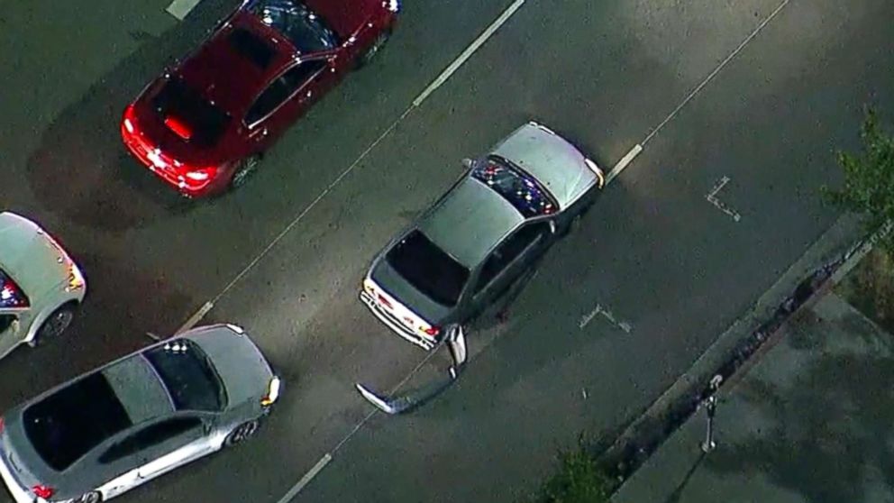 PHOTO: An image made from aerial video shows a slow-speed police chase in the Los Angeles area on May 31, 2018.