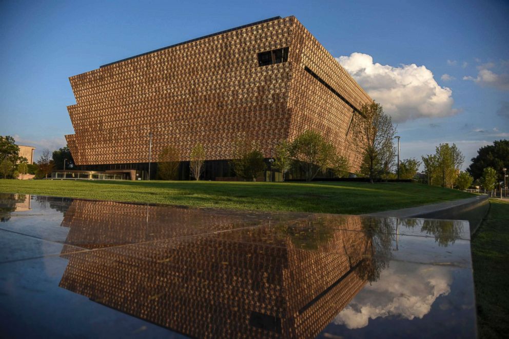 PHOTO: The National Museum of African American History and Culture, NMAAHC, July 6, 2016, prior to the September 2016 opening in Washington, D.C. The Corona is the signature feature of the building, consisting of 3,600 bronze-colored cast-aluminum panels.