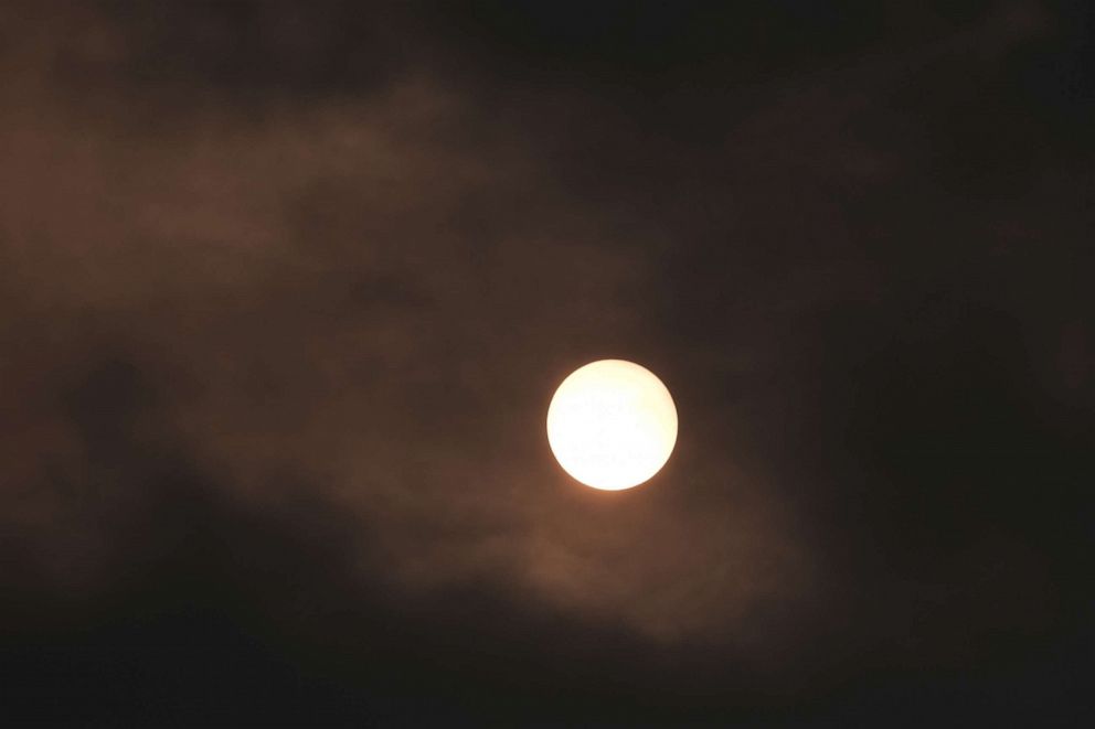 PHOTO: The sun over New York City takes on a red appearance on a hazy morning resulting from Canadian wildfires on June 6, 2023 in New York City.