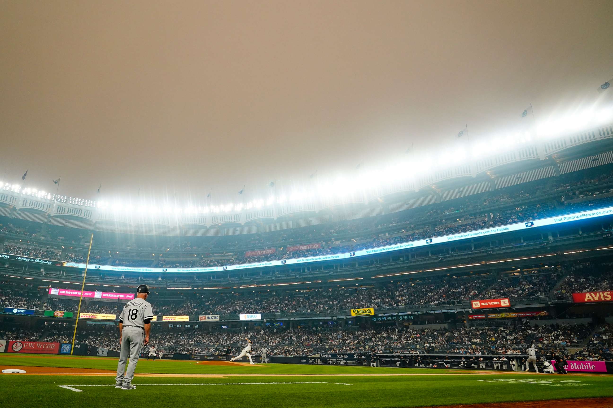 PHOTO: New York Yankees' Clarke Schmidt pitches to Chicago White Sox's Tim Anderson during the first inning of a baseball game, June 6, 2023, in New York.