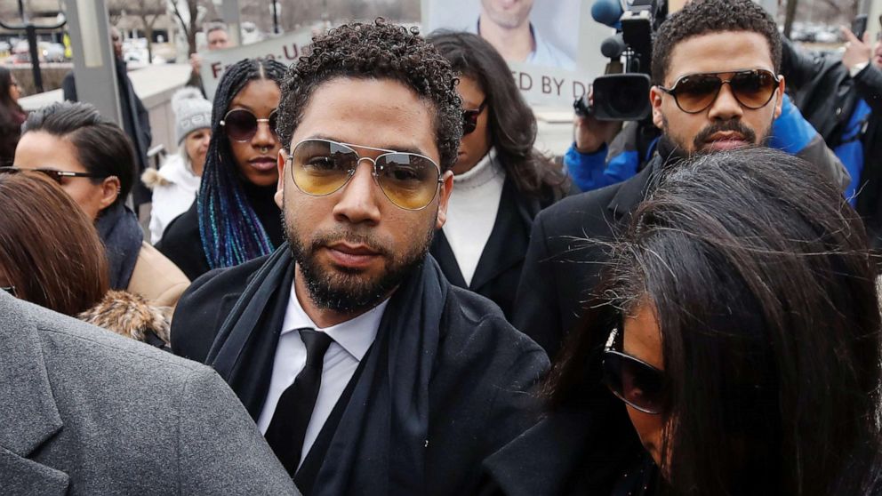 PHOTO: Former "Empire" actor Jussie Smollett arrives at court for his arraignment on renewed felony charges in Chicago, Feb. 24, 2020.