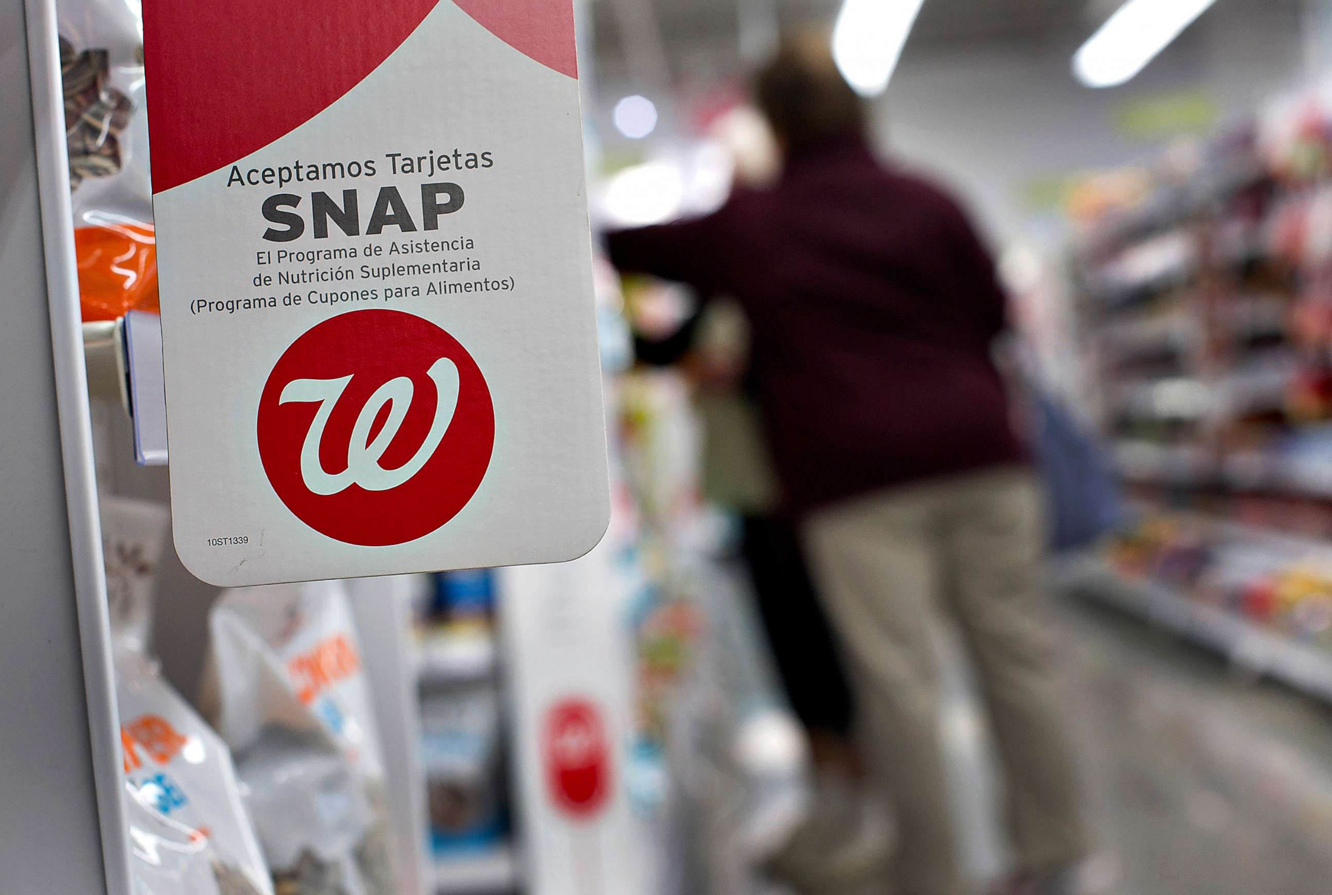 PHOTO: A sign advertising the acceptance of Supplemental Nutritional Assistance Program (SNAP) cards is displayed at a Walgreen Co. store in Chicago, March 23, 2012.