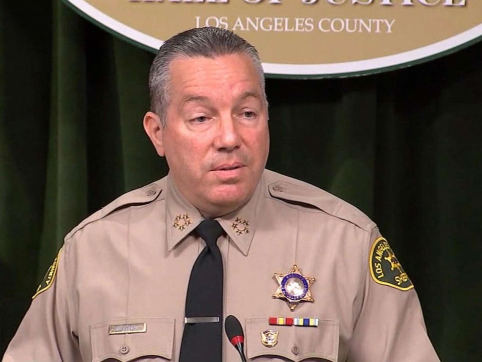 PHOTO: Alex Villanueva, Los Angeles County Sheriff, gives a press conference on August 28, 2019.