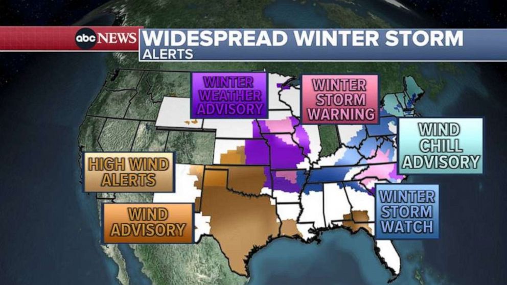 PHOTO: Dozens of states are under alert for a massive winter storm and cold blast through Monday.