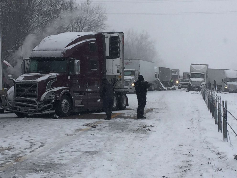 PHOTO: The Michigan State Police (MSP) is currently investigating a multi-vehicle crash on westbound I-94 near Hartford, Mich., at mile marker 45, Feb. 2, 2018.