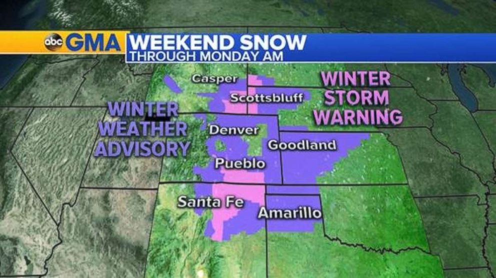 PHOTO: Winter weather advisories and winter storm warnings are in place for eight states on Sunday.