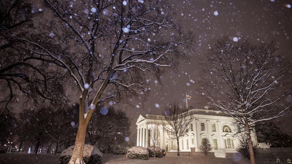 PHOTO: The North Lawn of the White House is seen covered by snow in Washington, DC, on Feb, 11, 2025.