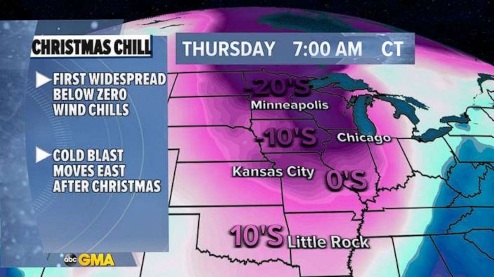 PHOTO: Wind chills will drop below zero degrees for the western Great Lakes and parts of the Midwest, Dec. 21, 2020.