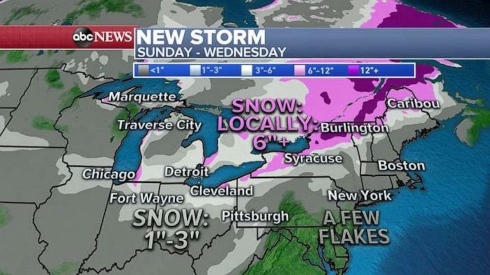 PHOTO: Northern New York could see 6 inches of snow or more in the beginning of the week ahead.
