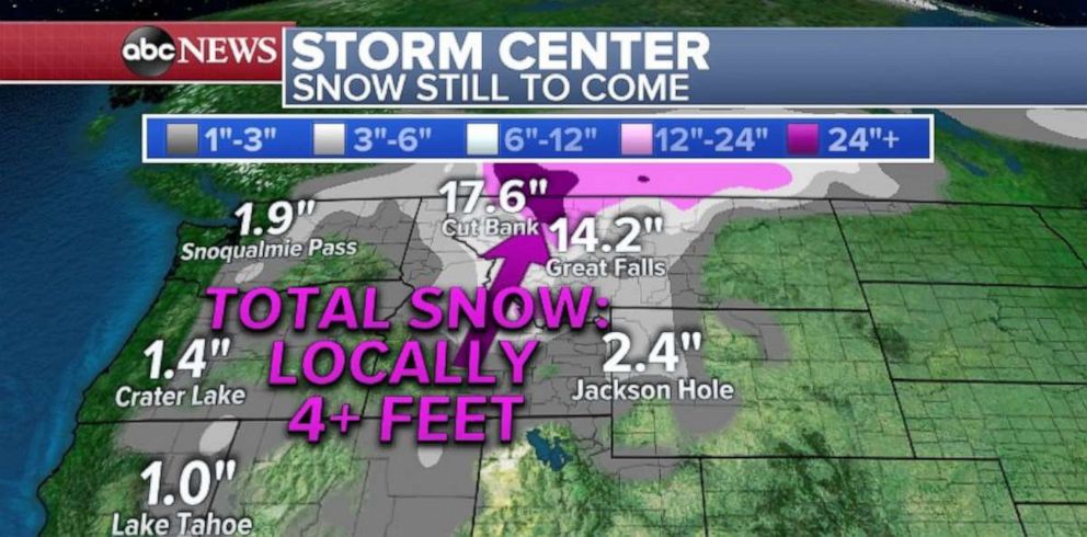 PHOTO: Snowfall totals of close to 20 inches are still in the forecast for parts of northern Montana.