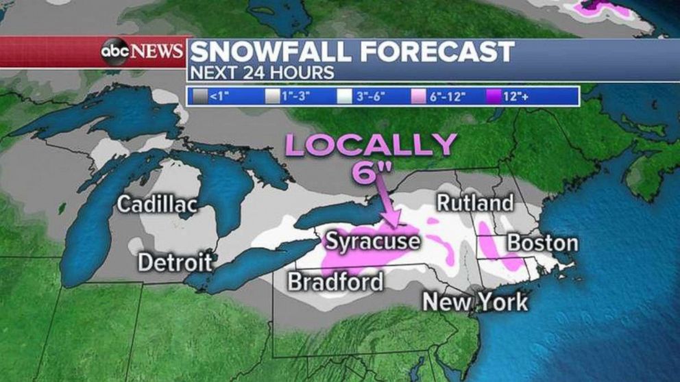 PHOTO: The heaviest snow will fall in western New York, northern Pennsylvania, and into parts of southern New England.