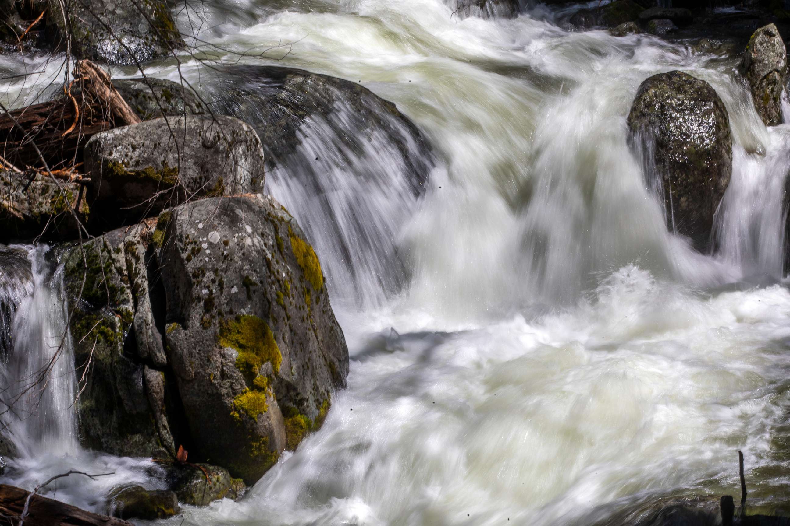 PHOTO: As the snowpack melts, water flows swiftly in Alder Creek, on April 26, 2023, in Yosemite National Park, Calif.