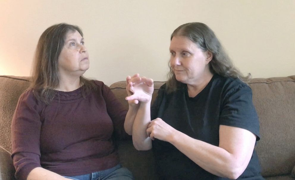 PHOTO: Deafblind sisters Debbie Sommer, left, and Nancy Sommer of Seattle, Wash., say social distancing guidelines during COVID-19 have made daily tasks much more difficult without help from a support service provider.