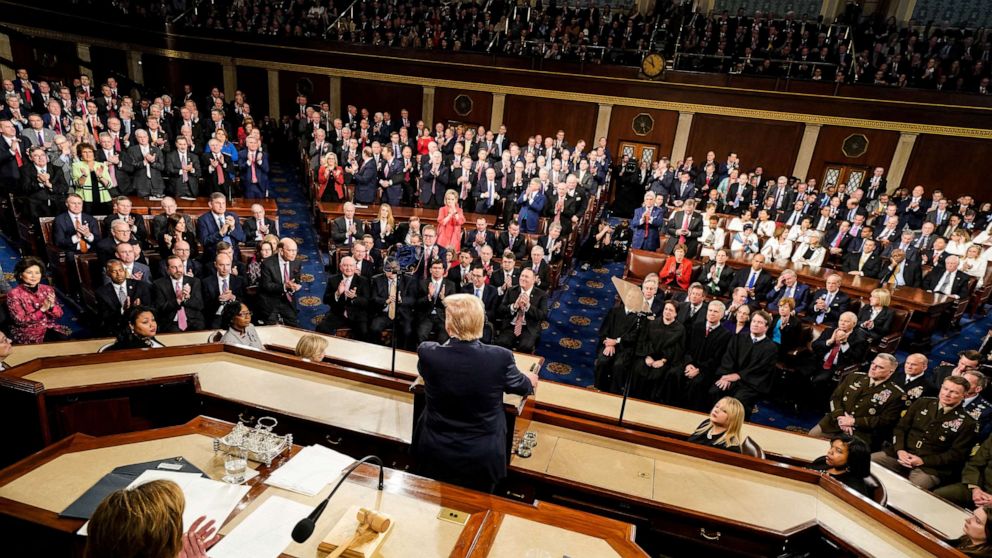 PHOTO: President Donald Trump gives the State of the Union Address in the House Chamber of the Capitol, in Washington D.C., Tuesday, Feb. 4, 2020.