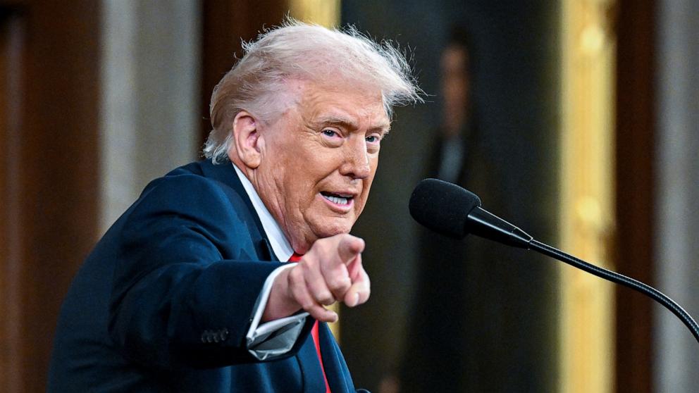 PHOTO: President Donald Trump delivers the State of the Union address in the House Chamber of the US Capitol in Washington, February 24, 2026.